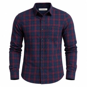 Camisa Franela Vino - Azul