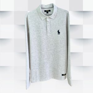 Polo con Cuello Gris Claro