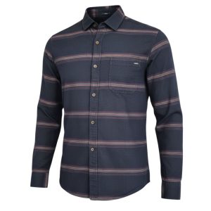 Camisa Franela Azul con Líneas Vino