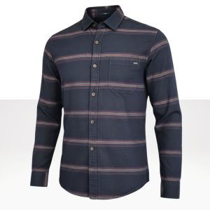Camisa Franela Azul con Líneas Vino
