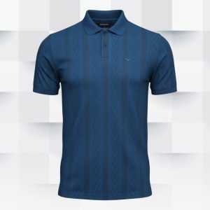 Camiseta con Cuello Azul Claro Textura