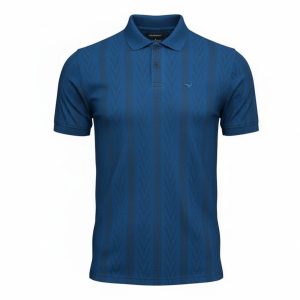 Camiseta con Cuello Azul Claro Textura